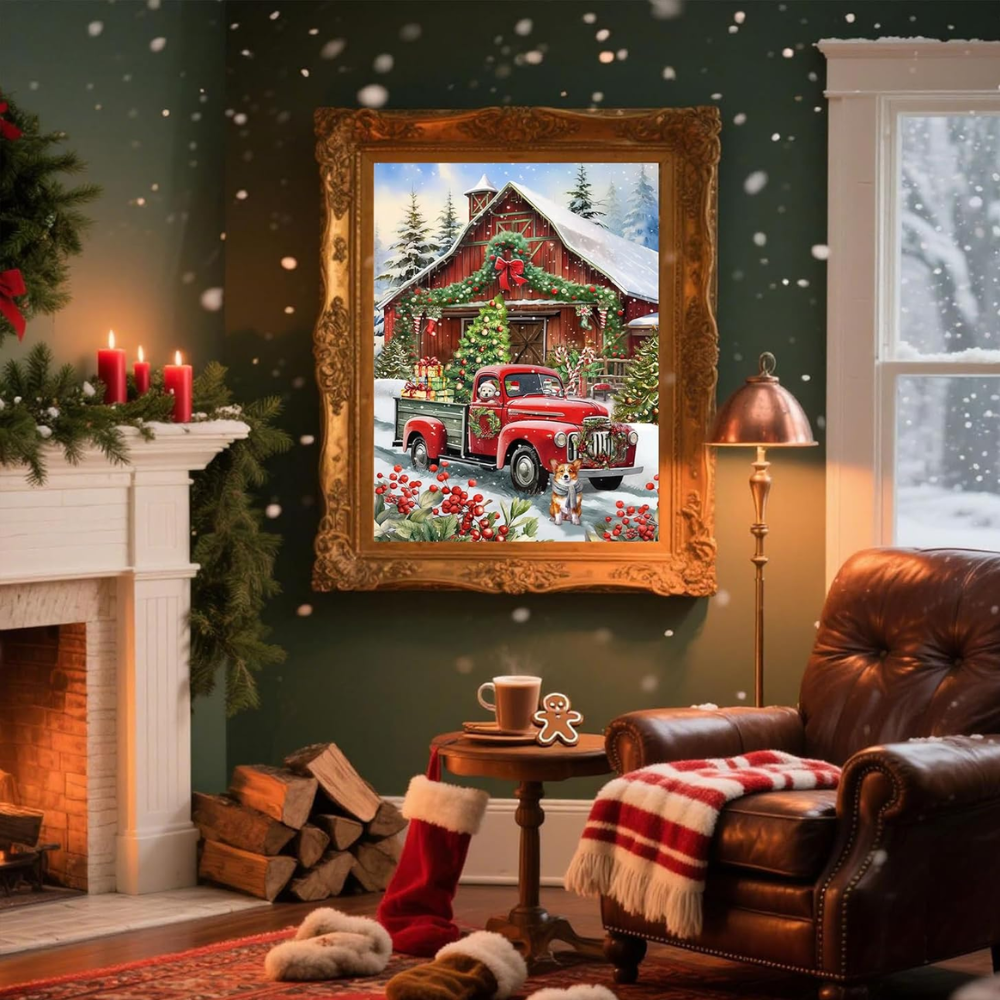 Christmas Tree Paint by Numbers DIY Canvas Kit Without Frame