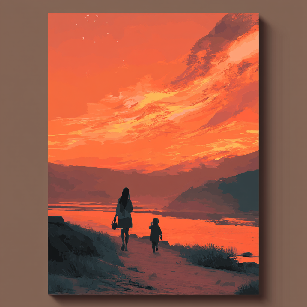 Sunset Stroll With Mom Paint By Numbers