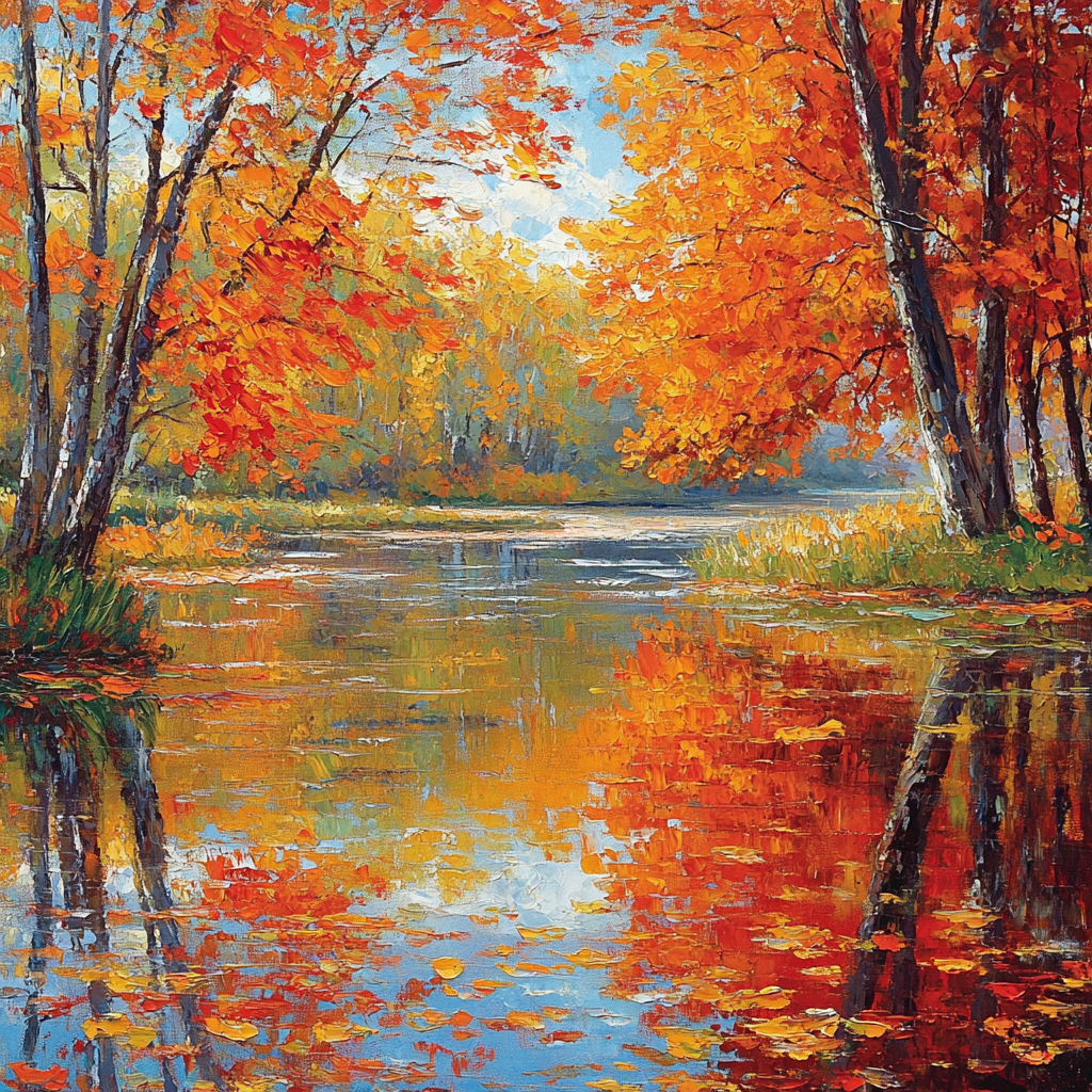 Monet Inspired Autumn Reflections Paint by numbers art