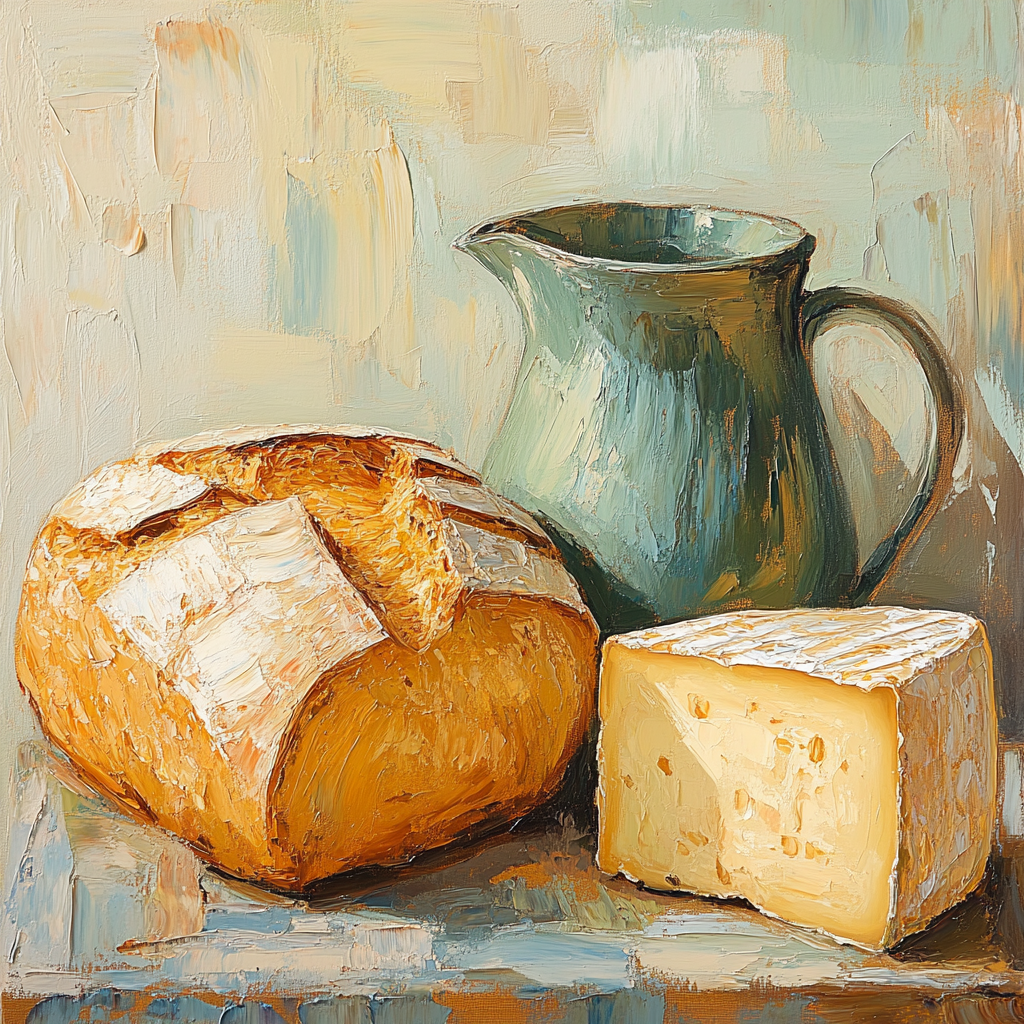 Paul Cézanne Inspired Still Life With Bread paint by color