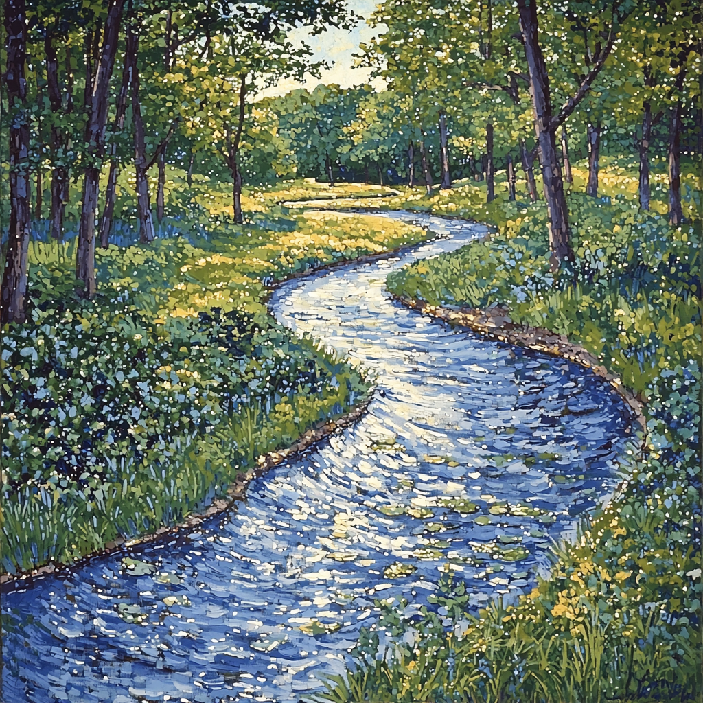 Georges Seurat Inspired Enchanted River Symphony Paint By Color