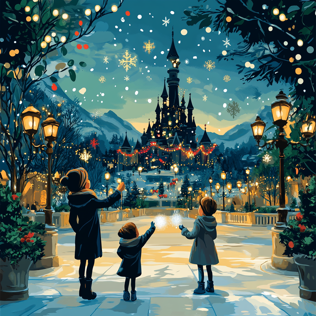 Castle Lights Midnight Snowfall Disney DIY paint by numbers