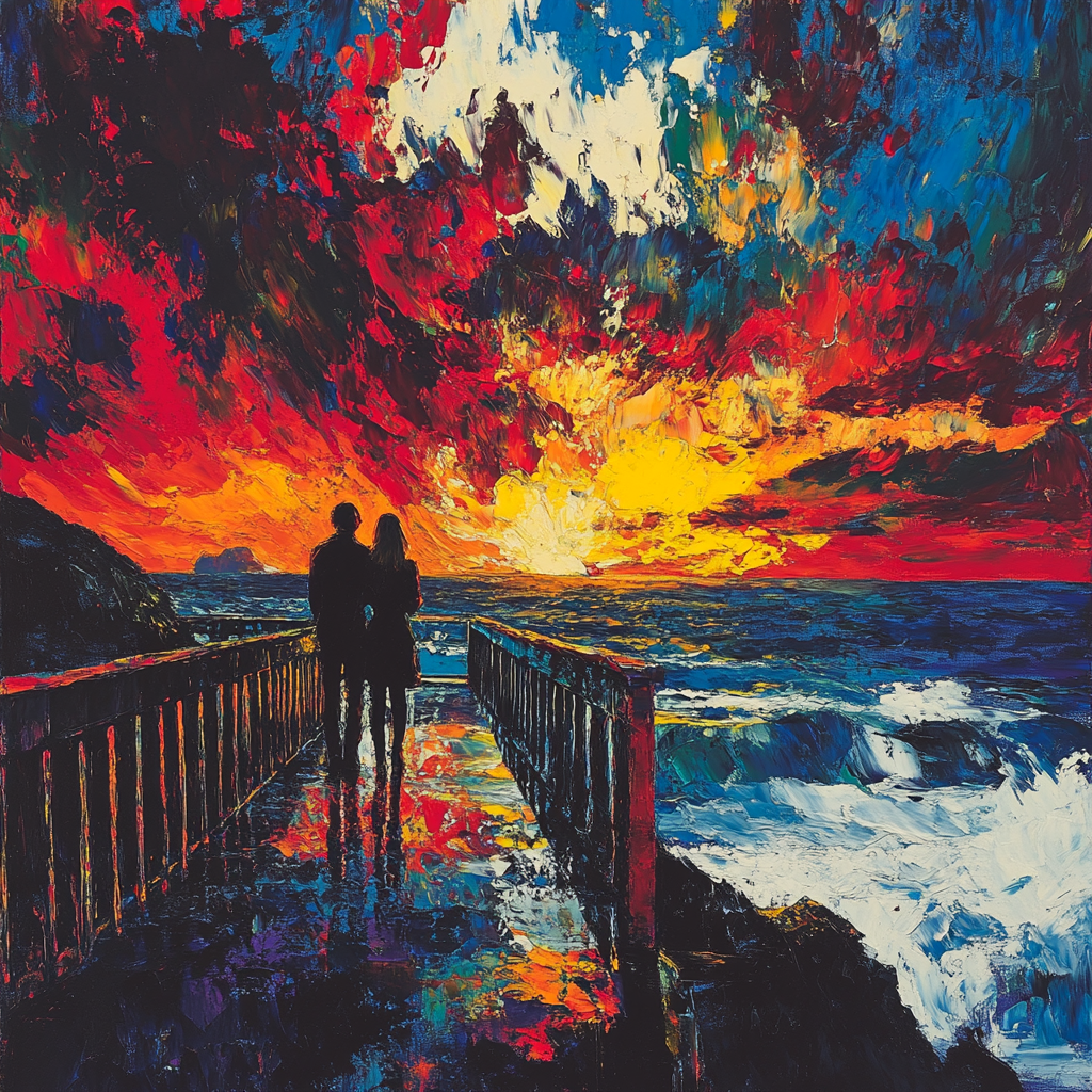Edvard Munch Inspired Stormy Romance paint by color