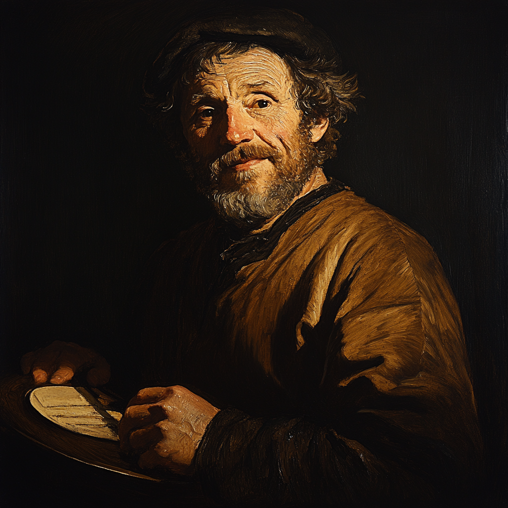 Rembrandt Inspired Dramatic Portrait Of A Musician Paint by numbers art
