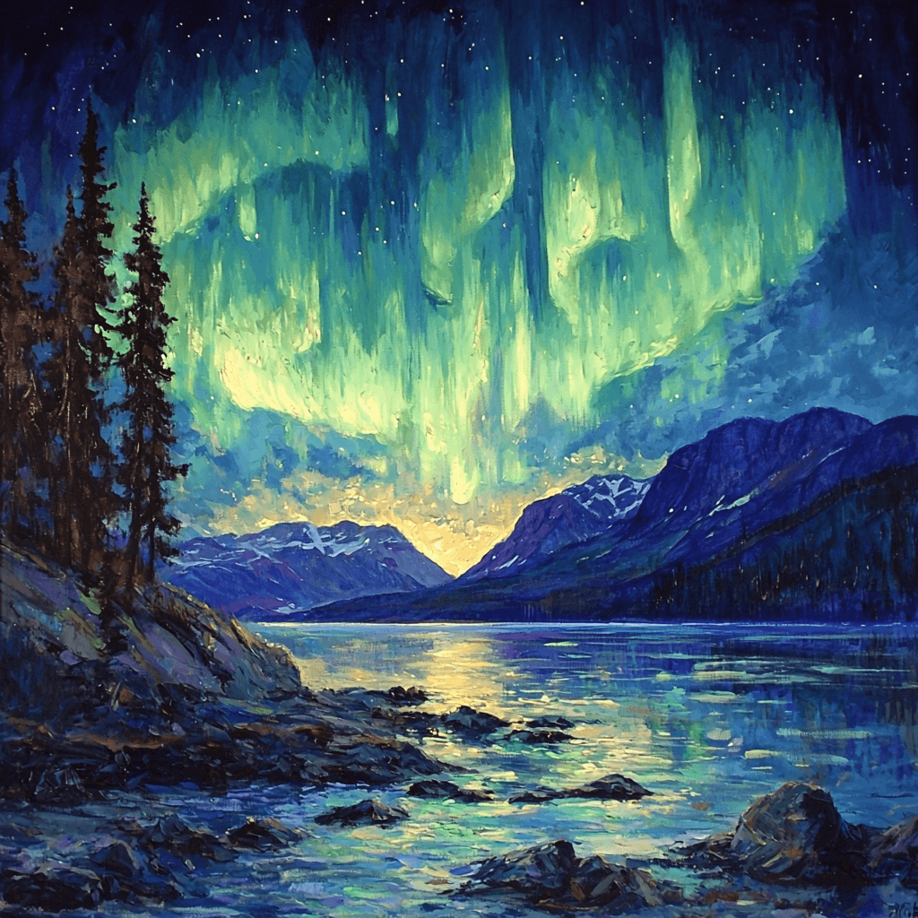 Frederic Edwin Church Inspired Celestial Northern Lights Painting By Numbers Kit
