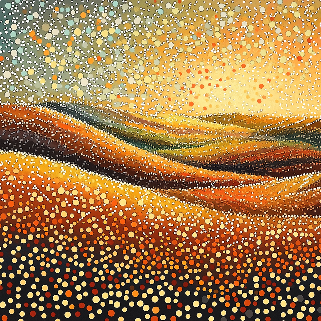 Georges Seurat Inspired Luminous Autumn Meadow Numbered Painting Kits