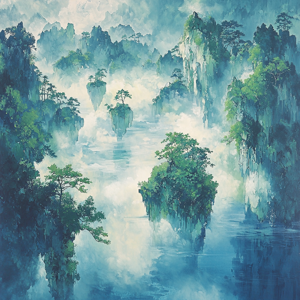 Zhao Mengfu Inspired Essence Of Floating Islands DIY Paint By Numbers