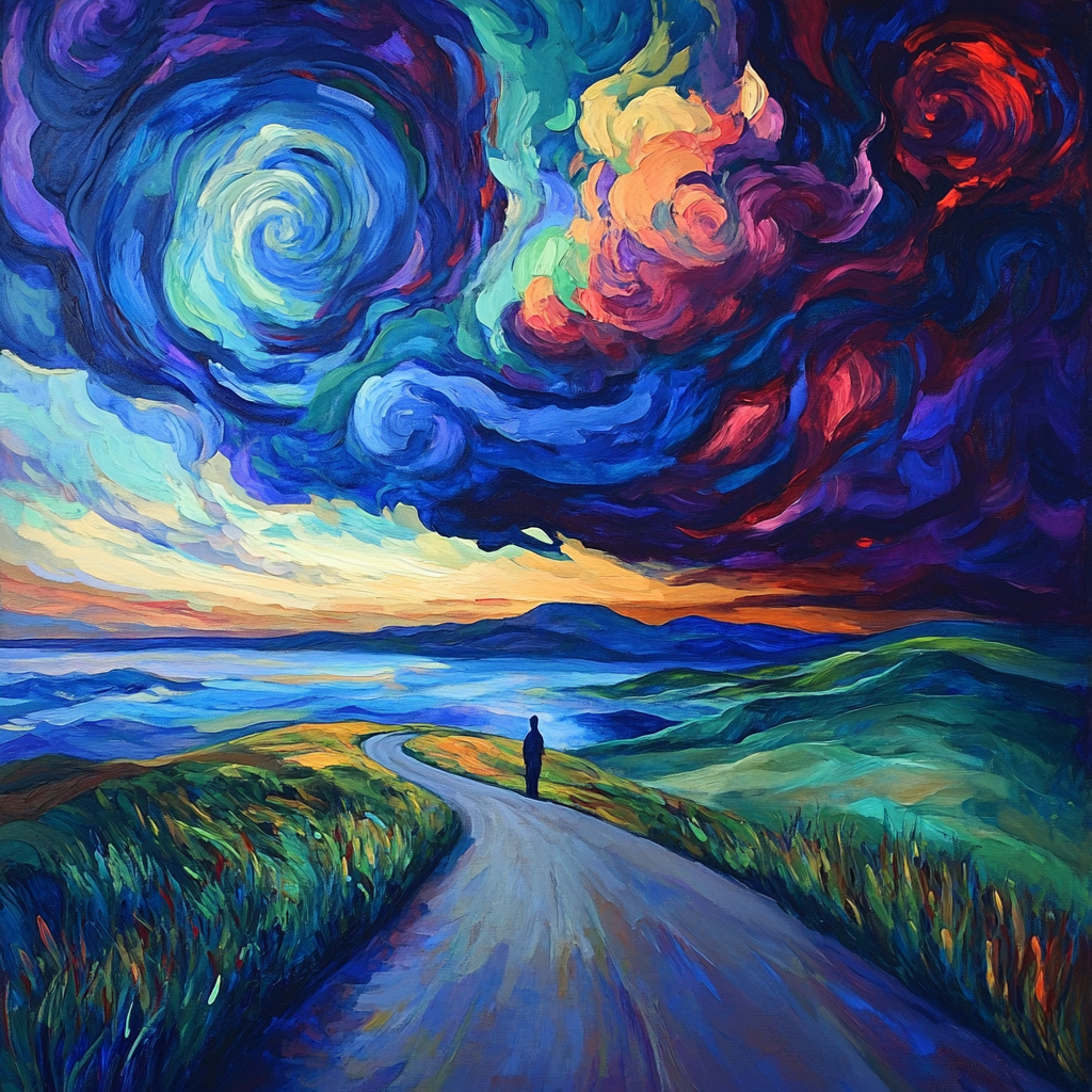 Munch Inspired Lonely Road Number painting