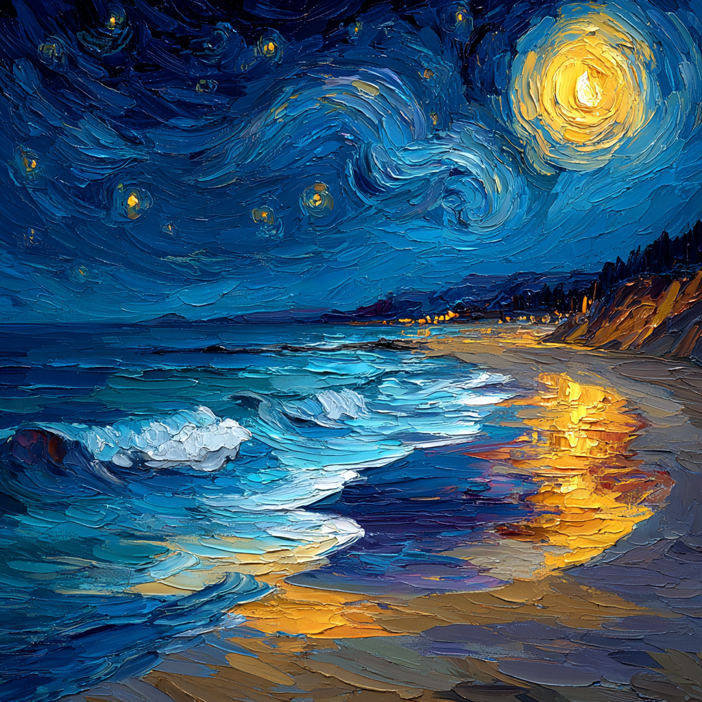 Van Gogh Inspired Starry Beach Numbered painting kits