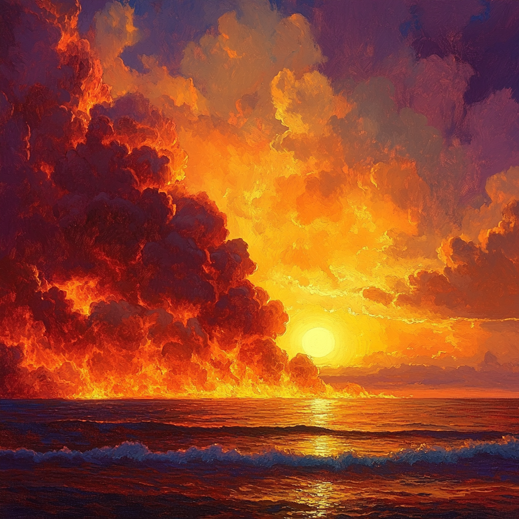 William Turner Inspired Volcano Sunset Painting by numbers kit
