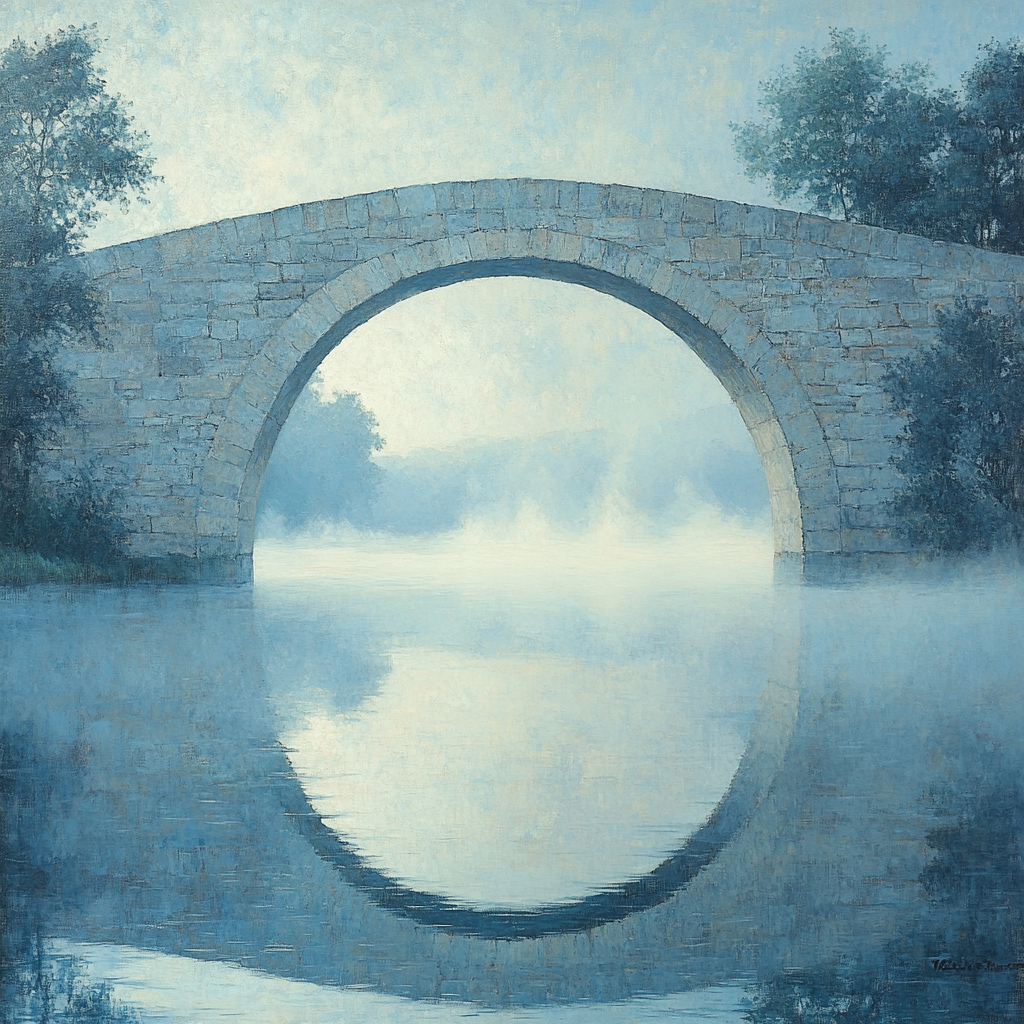Claude Monet Inspired Foggy Bridge paint by color