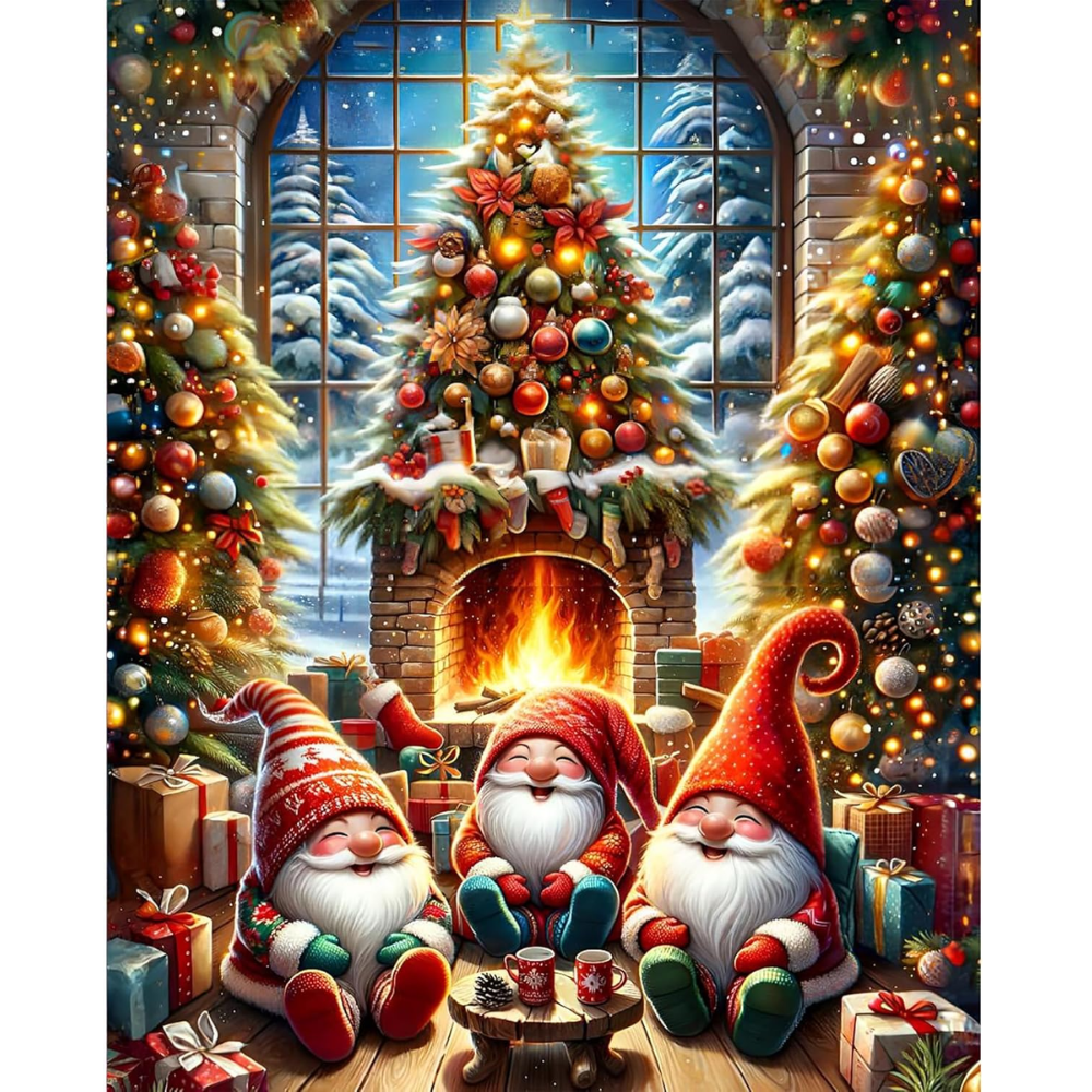 Christmas Tree Paint by Numbers DIY Canvas Kit Without Frame