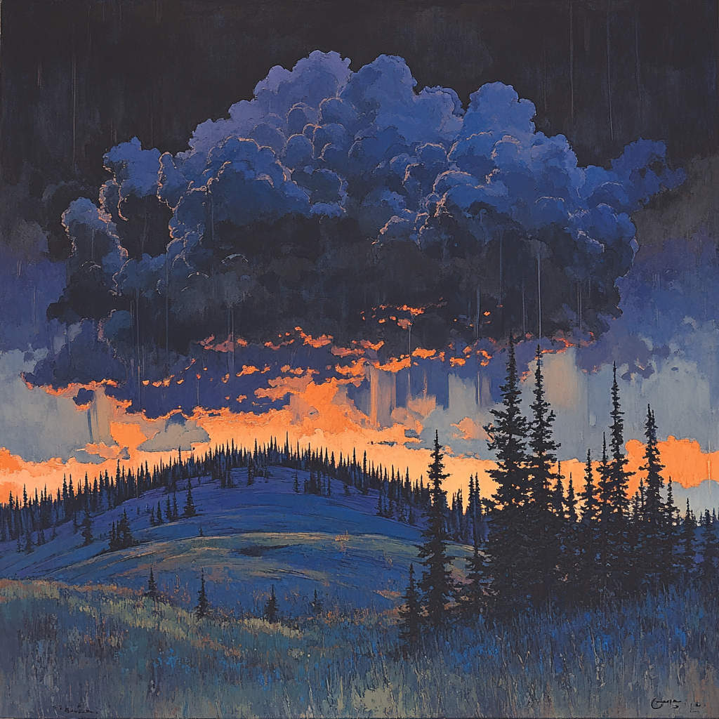 Frederick Varley Inspired Thunderstorm Rolling Over Pine Ridge Painting by numbers kit