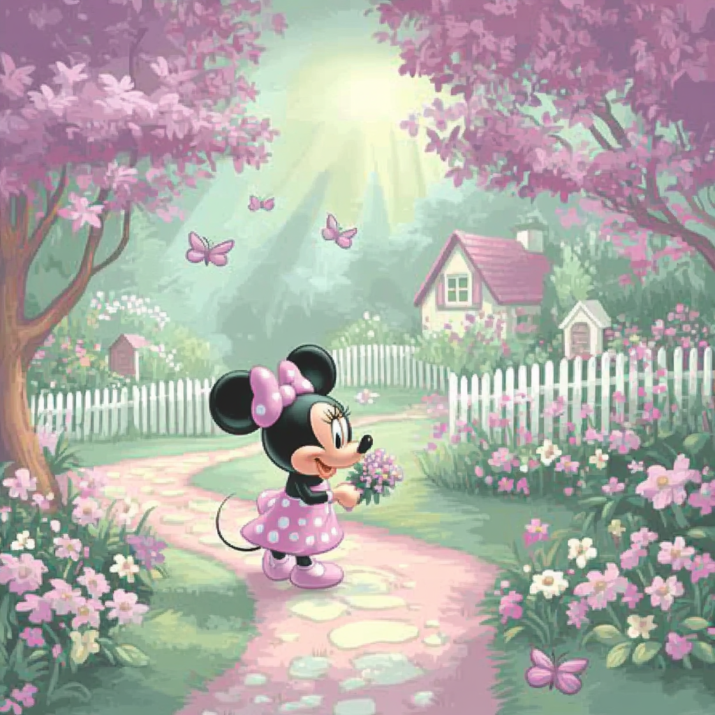 Minnie Mouse Garden Stroll Paint by numbers art