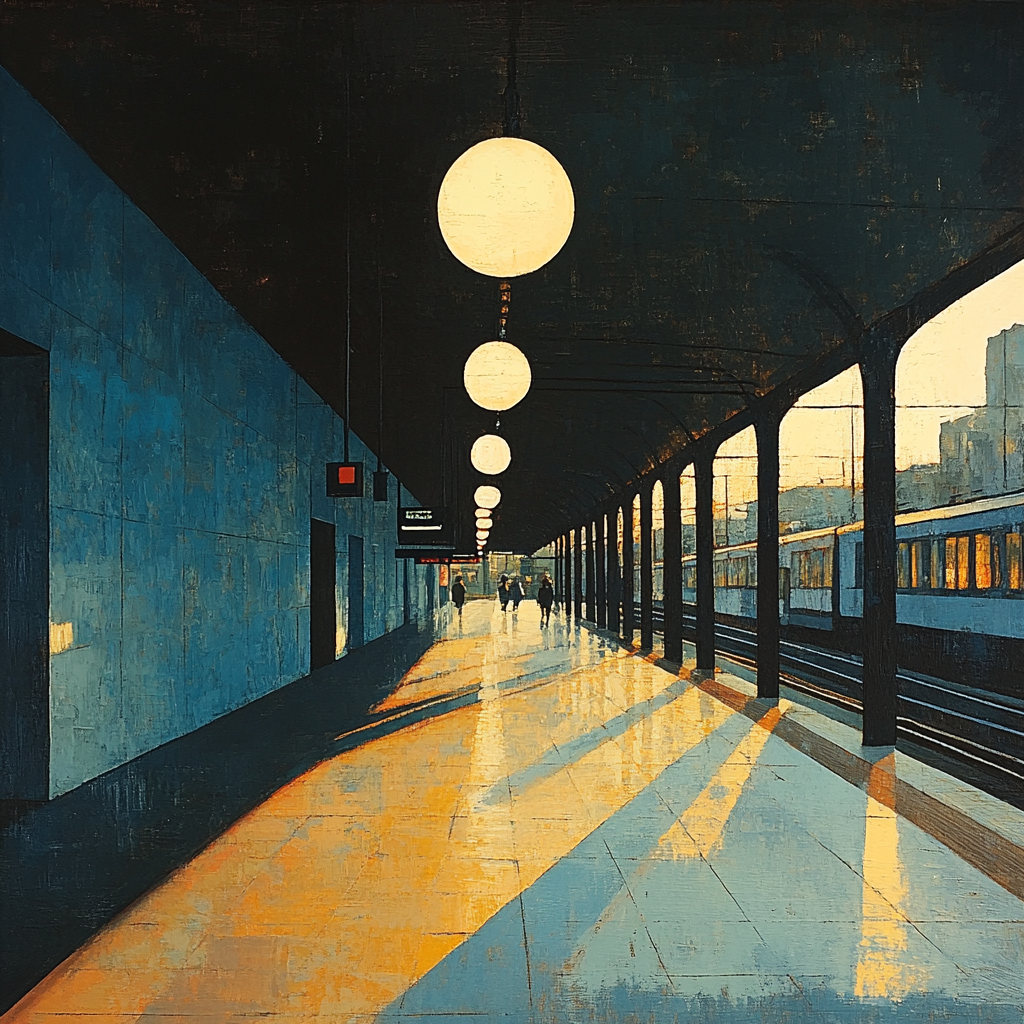Edward Hopper Inspired Empty Train Station Paint by numbers kits