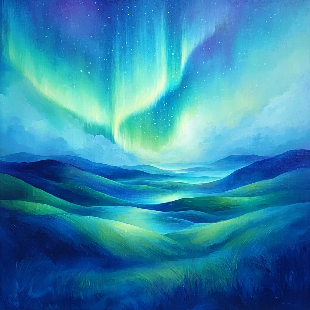 Yves Tanguy Inspired Aurora Borealis Glow Numbered Painting Kits