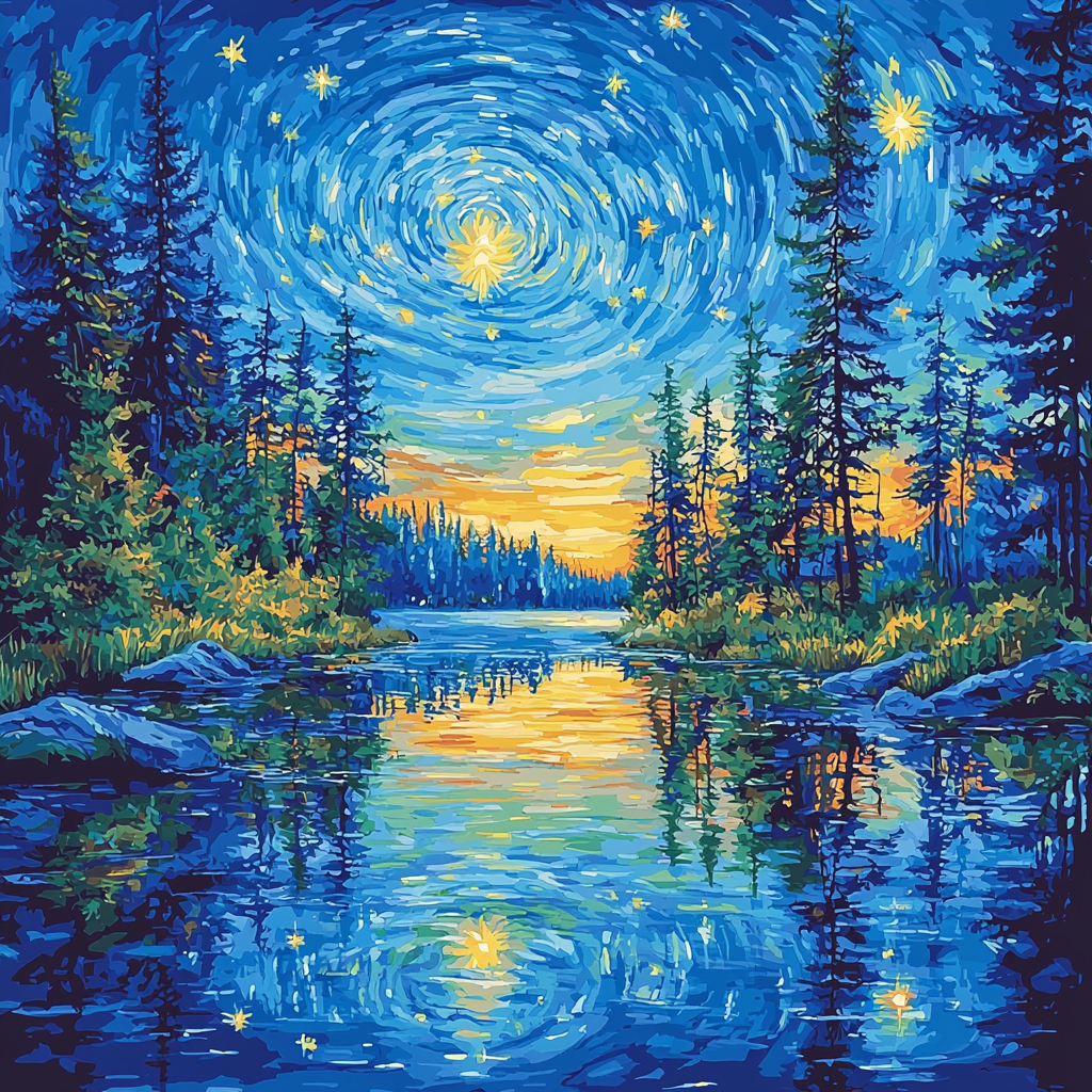 Van Gogh Inspired Night Sky Reflections DIY Paint By Numbers
