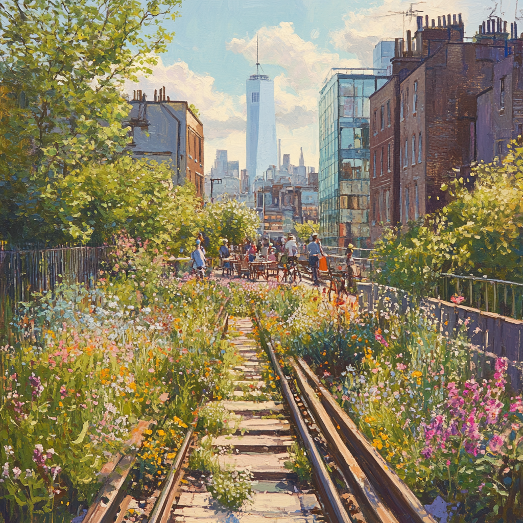 High Line Elevated Park Summer Stroll New York United States Numbered painting kits