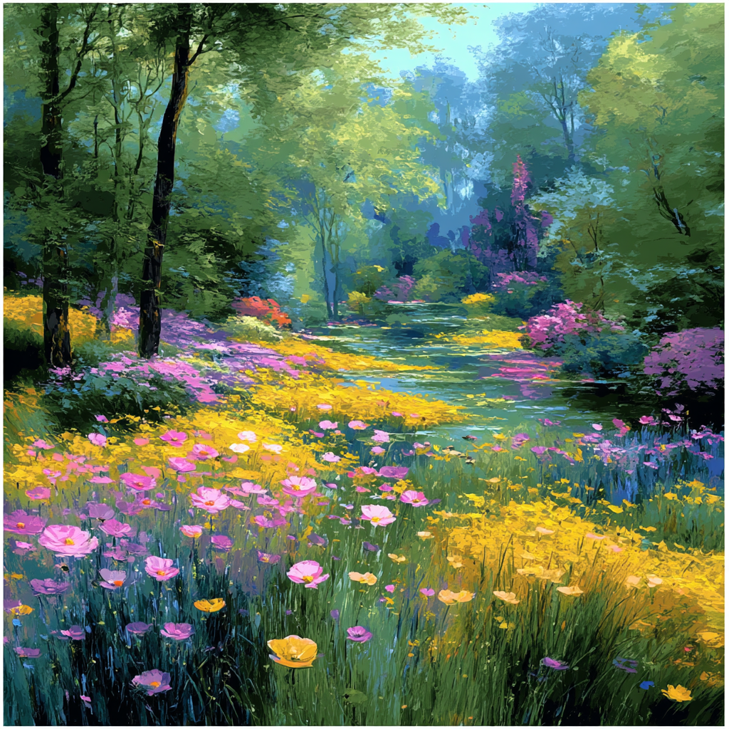 Claude Monet Inspired Flower Fields Of The Imagination Paint By Color