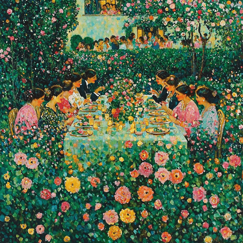 Gustav Klimt Inspired Colorful Garden Party Paint By Numbers