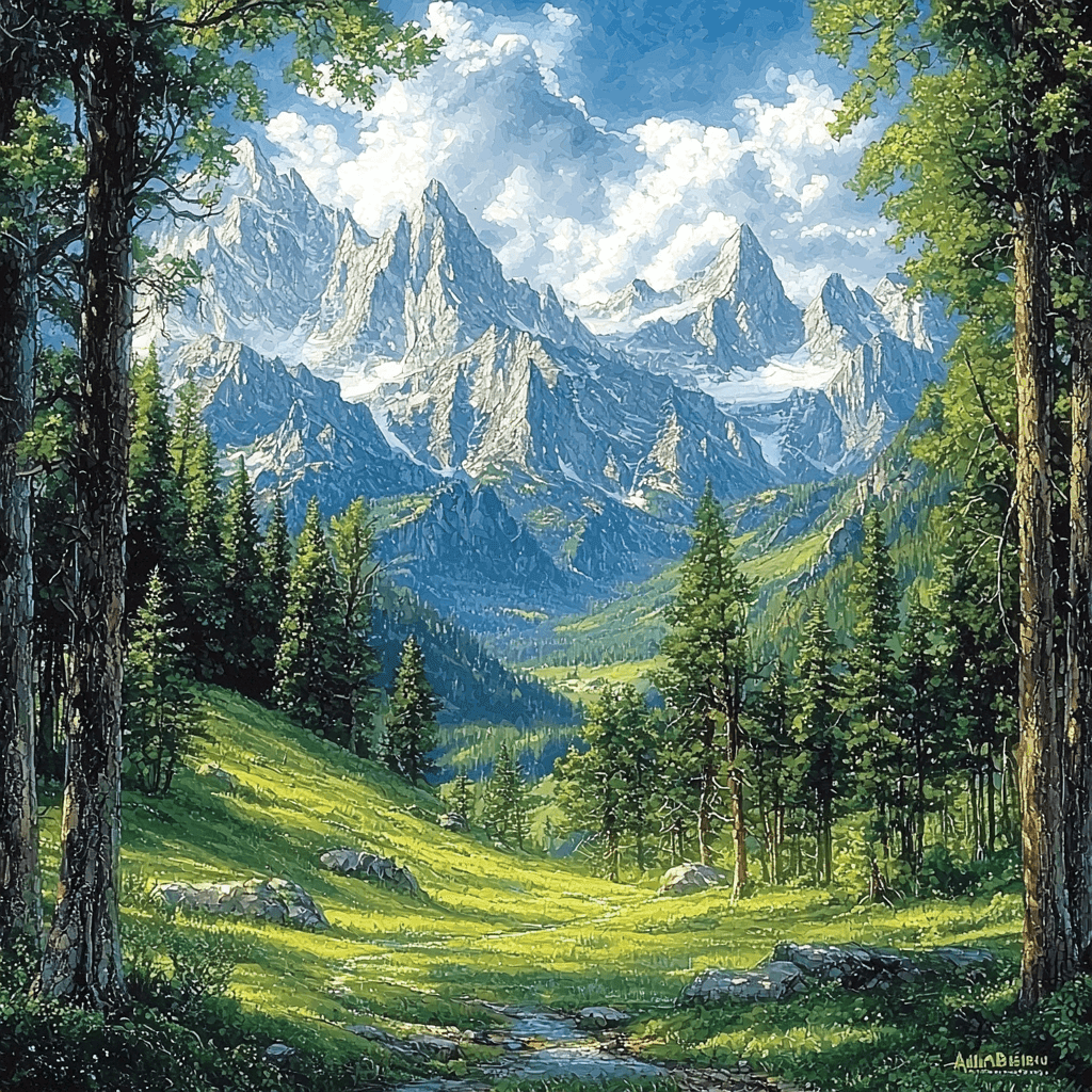 Albert Bierstadt Inspired Harmonious Mountains Paint By Numbers Kits