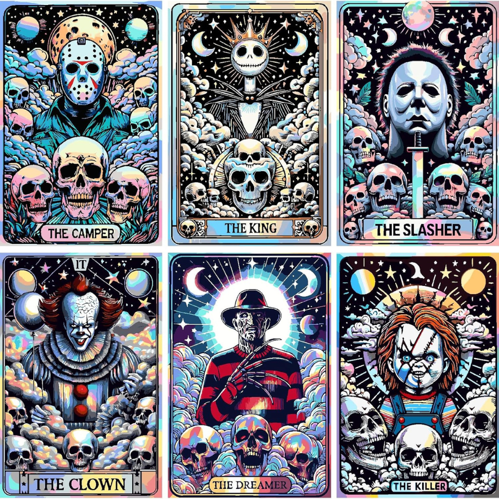 6 Pack Halloween Horror Movie Paint by Numbers Kit