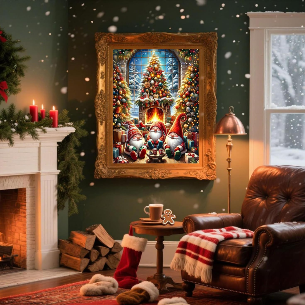 Christmas Tree Paint by Numbers DIY Canvas Kit Without Frame