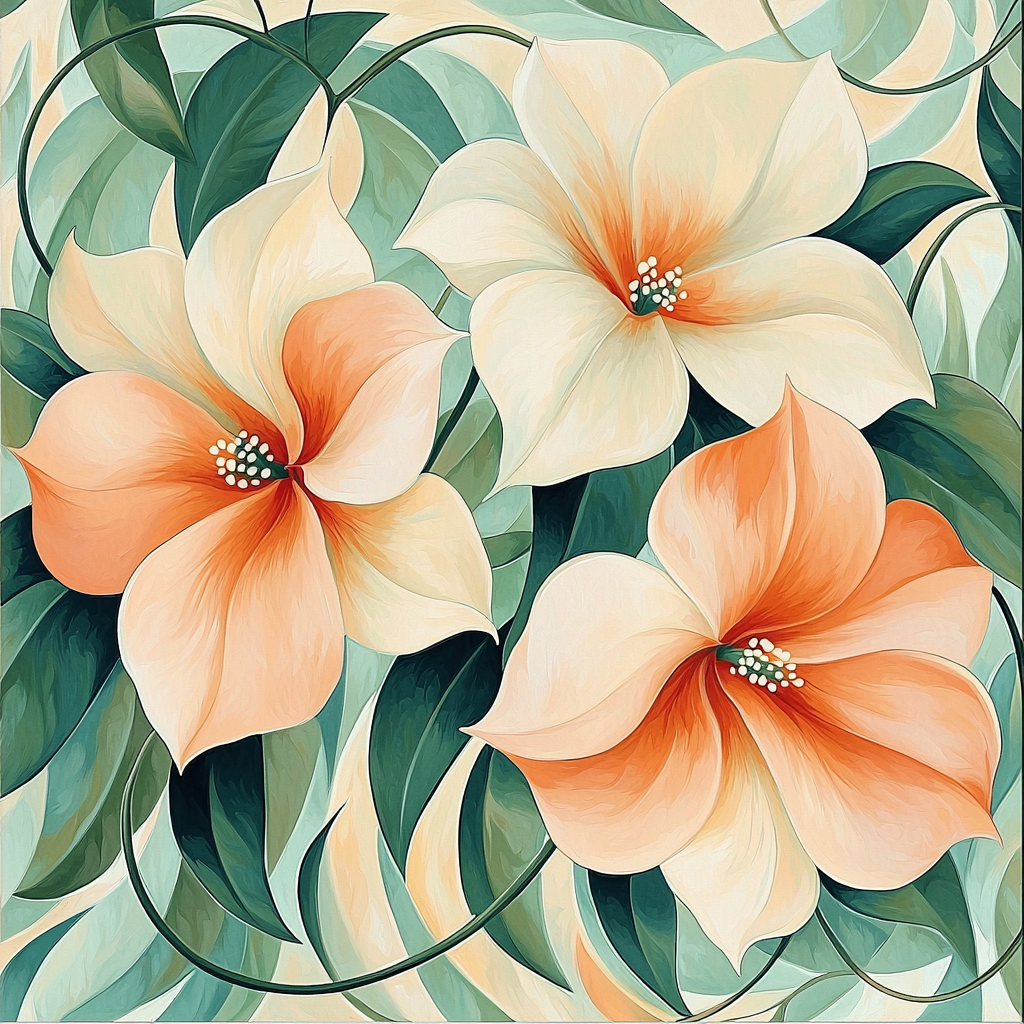 Georgia O'Keeffe Inspired Dreamlike Blossoms And Vines Paint By Color
