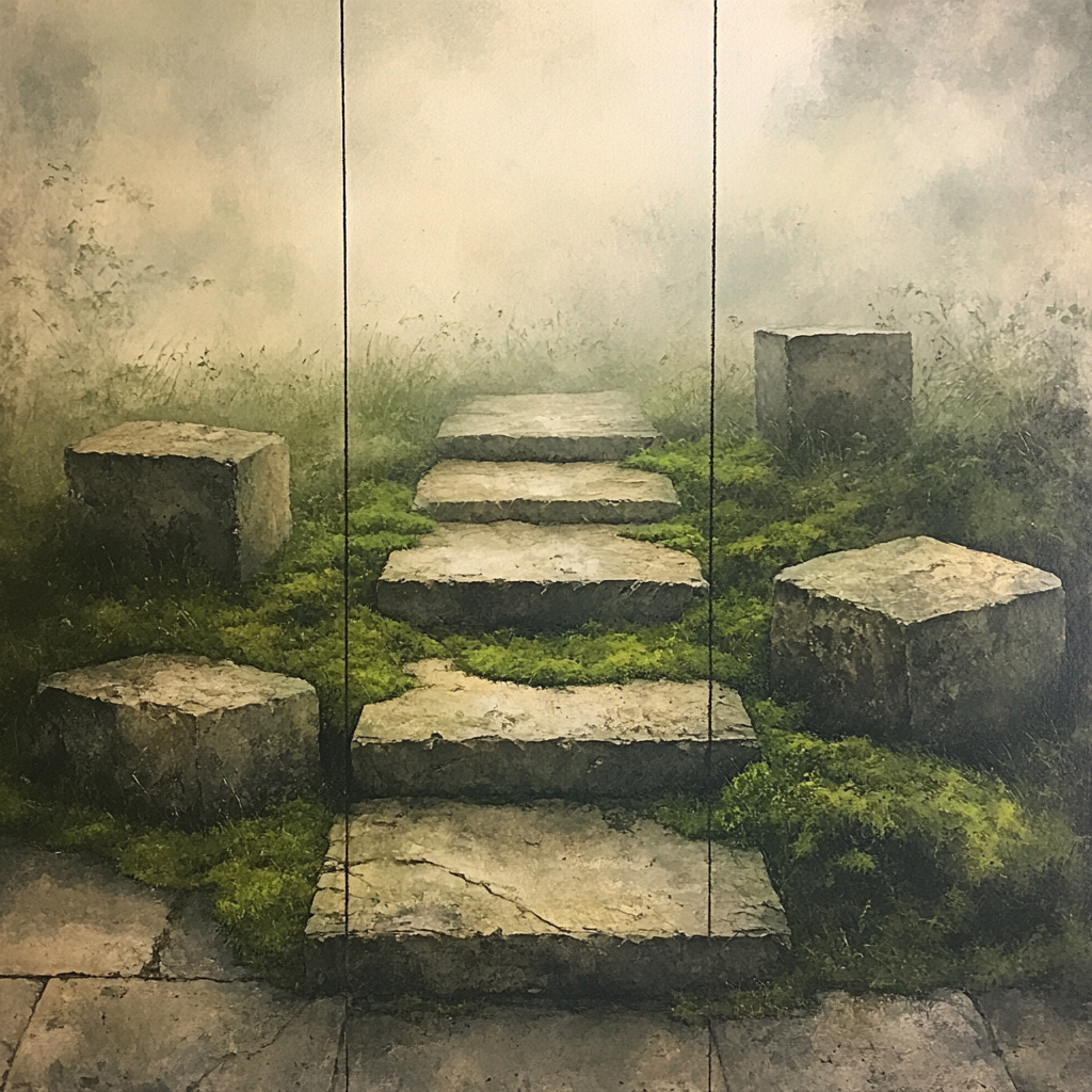 Zhao Mengfu Inspired Timeless Stone And Moss Study Number painting