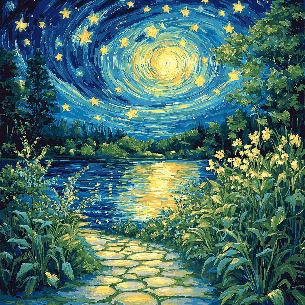 Vincent Van Gogh Inspired Starry Night Over The Garden DIY Paint By Numbers