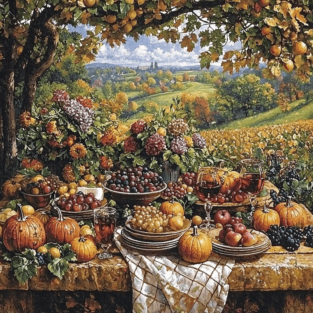 Norman Rockwell Inspired Rustic Harvest Feast Painting By Numbers Kit