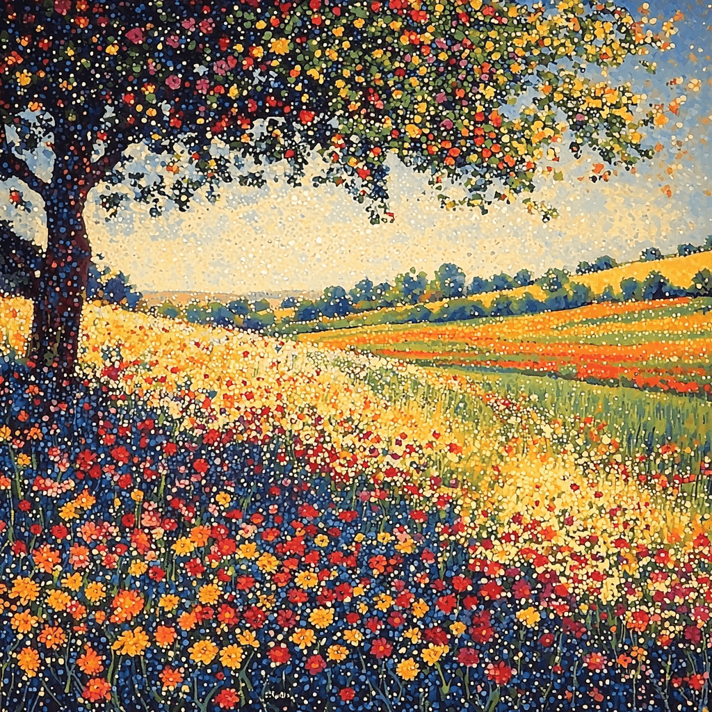 Georges Seurat Inspired Vibrant Meadows In Bloom Painting Number Kit