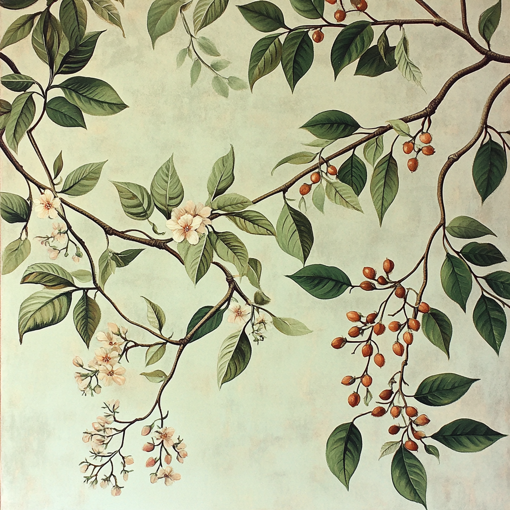 Leonardo Da Vinci Inspired Interwoven Botanical Garden paint by numbers