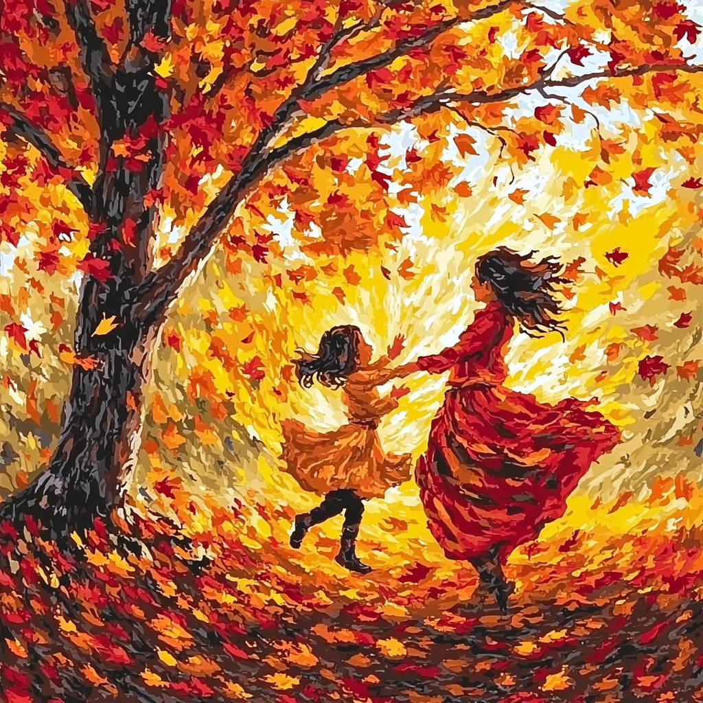 Dancing Leaves Of Love Paint By Color