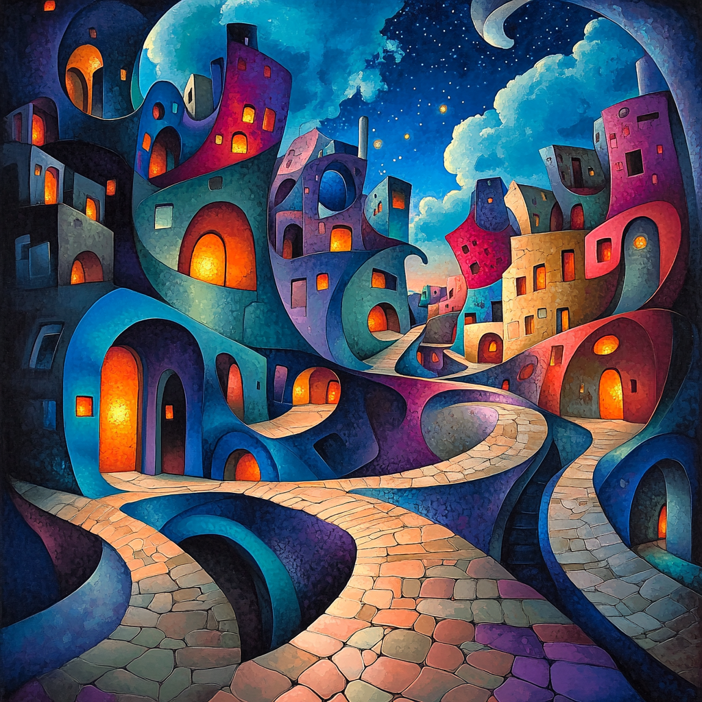 Salvador Dali Inspired Dreamlike Cityscape paint by number