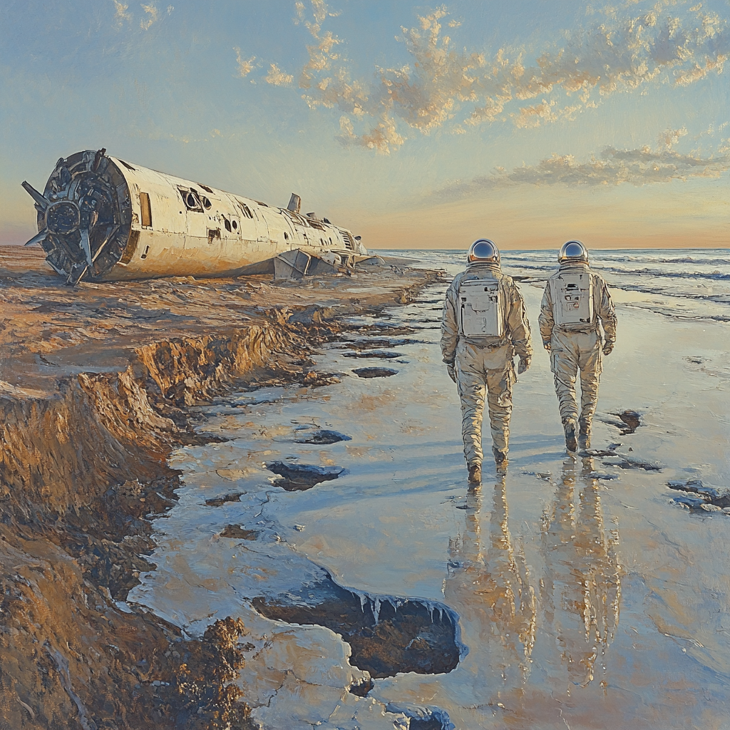 Dali Inspired Astronauts On Shore Number painting