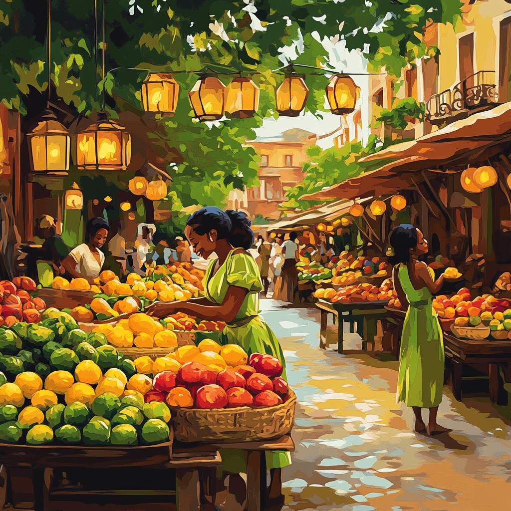 Tiana Market Morning paint by color