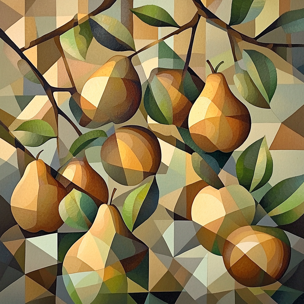 Pablo Picasso Inspired Cubist Abstracted Orchard In Muted Tones painting number kit