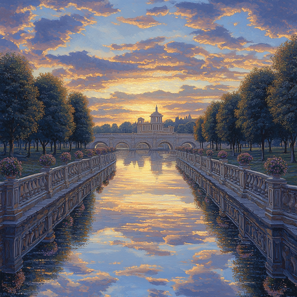 Raphael Inspired Symmetrical Sky Over River Perspective Paint by numbers art