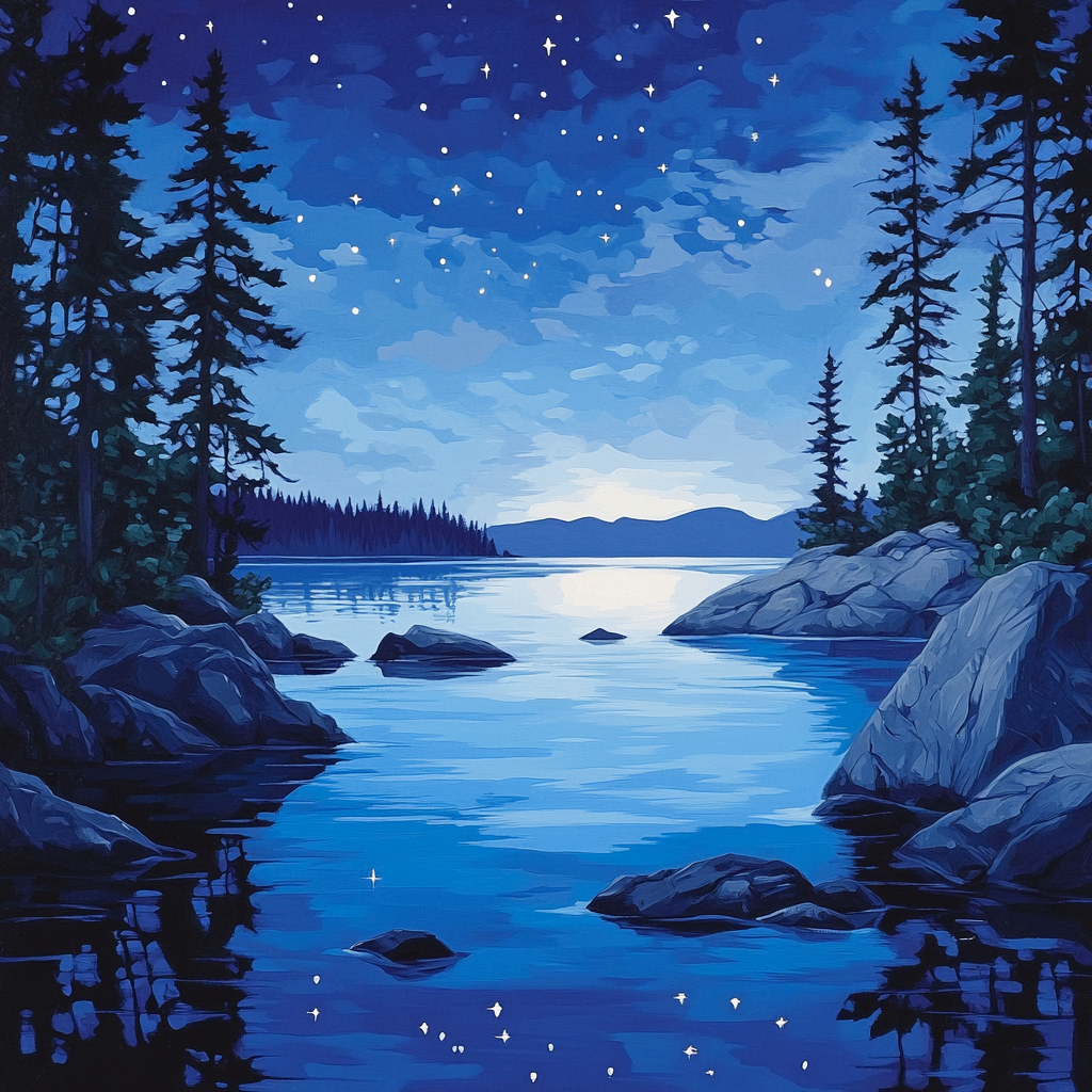 Franklin Carmichael Inspired Midnight Lake And Pines Number painting