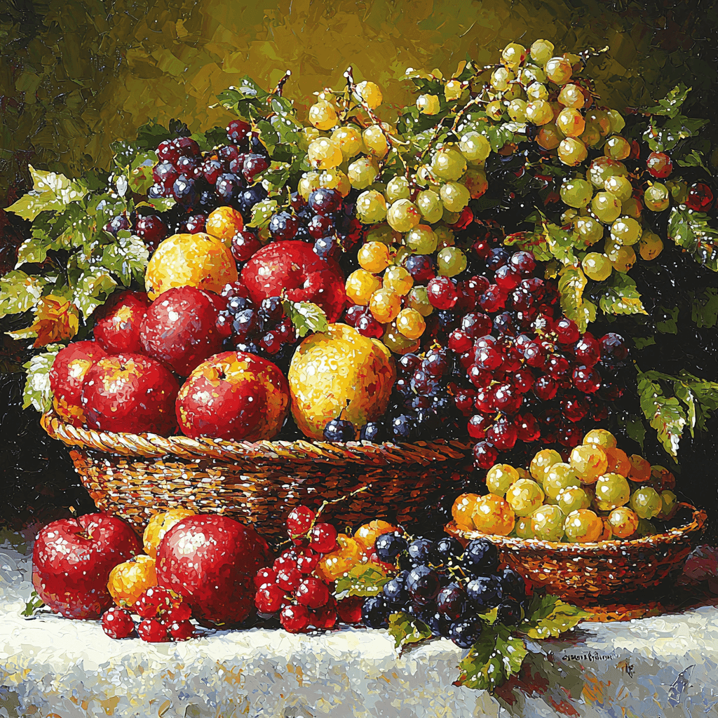 Jean-Baptiste-Siméon Chardin Inspired Charming Fruit Basket DIY Paint By Numbers