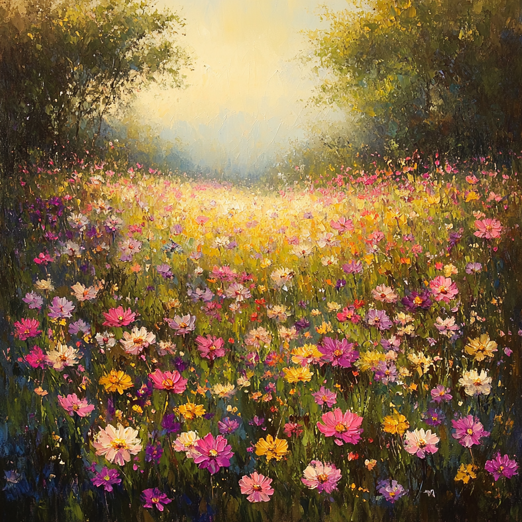 Monet Inspired Flower Fields paint by numbers