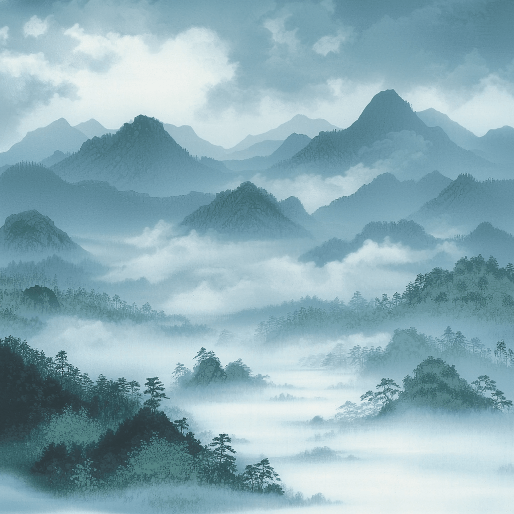 Hiroshige Inspired Misty Mountain Harmony Paint By Numbers Art