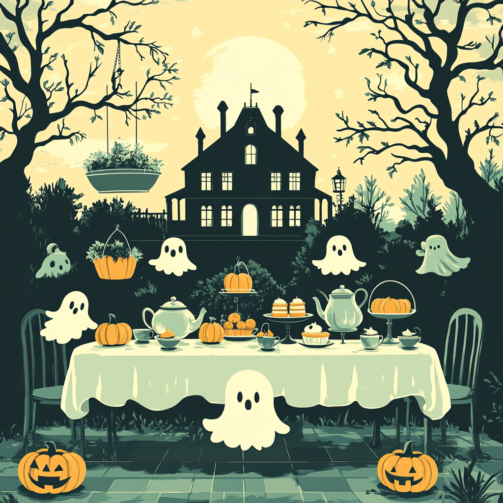 Ghostly Tea Party At The Manor paint by numbers