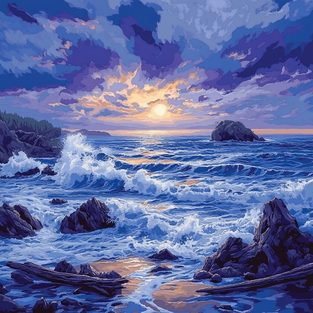 Emily Carr Inspired Churning Pacific Coast With Dramatic Skies Painting by numbers kit