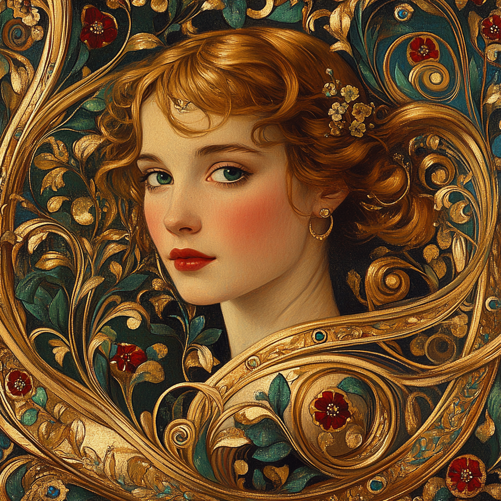 Klimt Inspired Golden Floral Portrait Painting by numbers kit