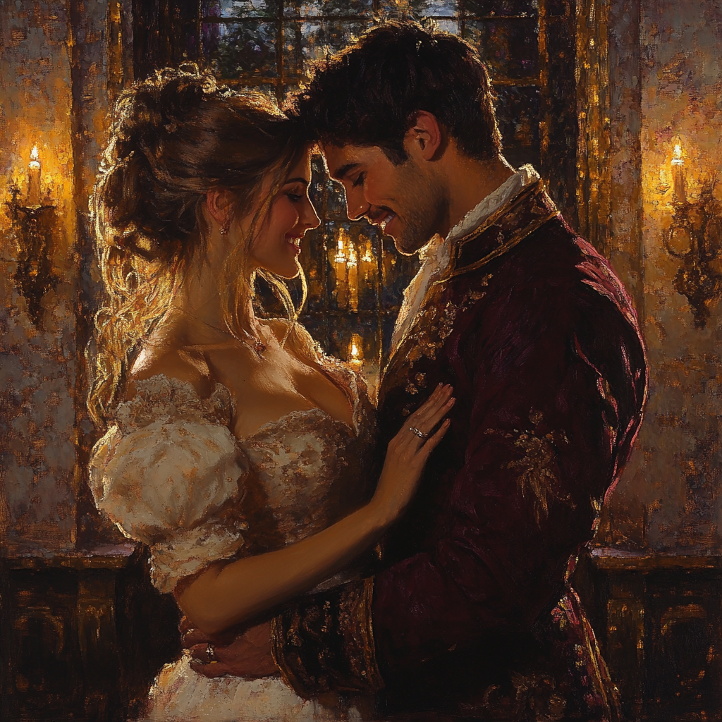 Francesco Hayez Inspired Romantic Embrace paint by color