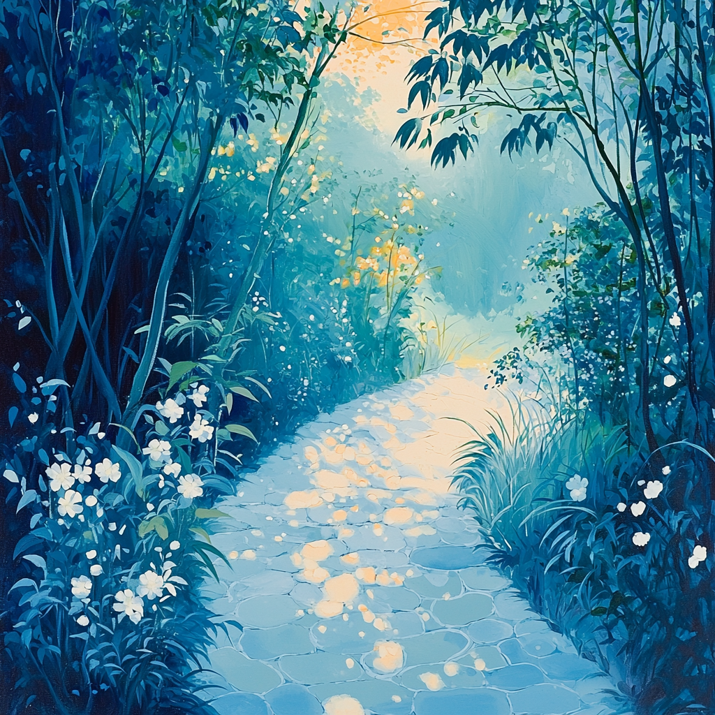 Zhao Mengfu Inspired Celestial Garden Pathway Number Painting