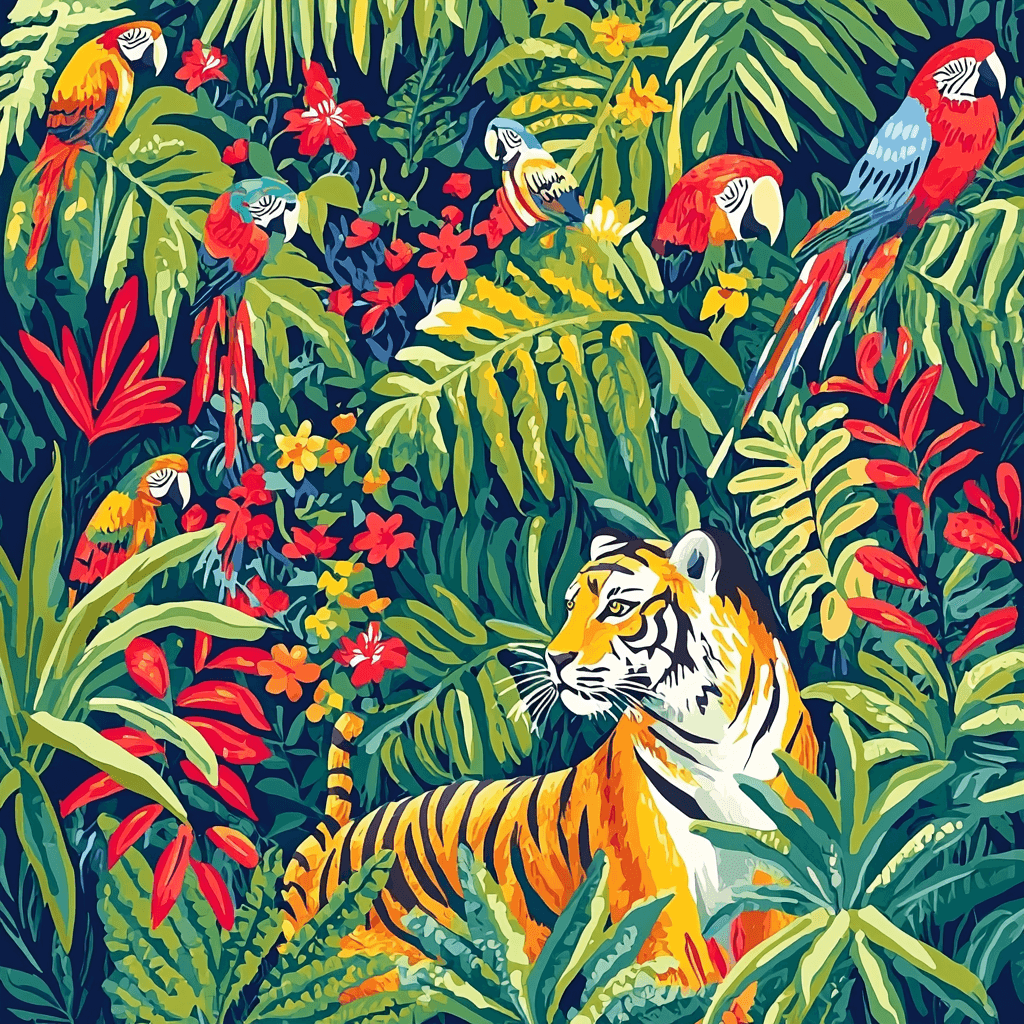 Henri Rousseau Inspired Colorful Creatures Of The Jungle Paint By Numbers Kits