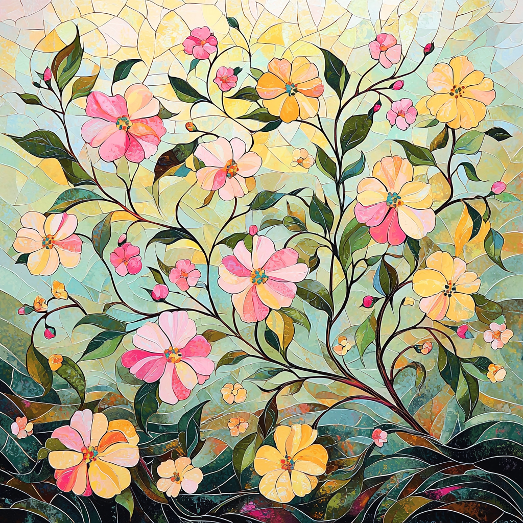 Alphonse Mucha Inspired Dancing Blossoms Paint By Numbers Kits